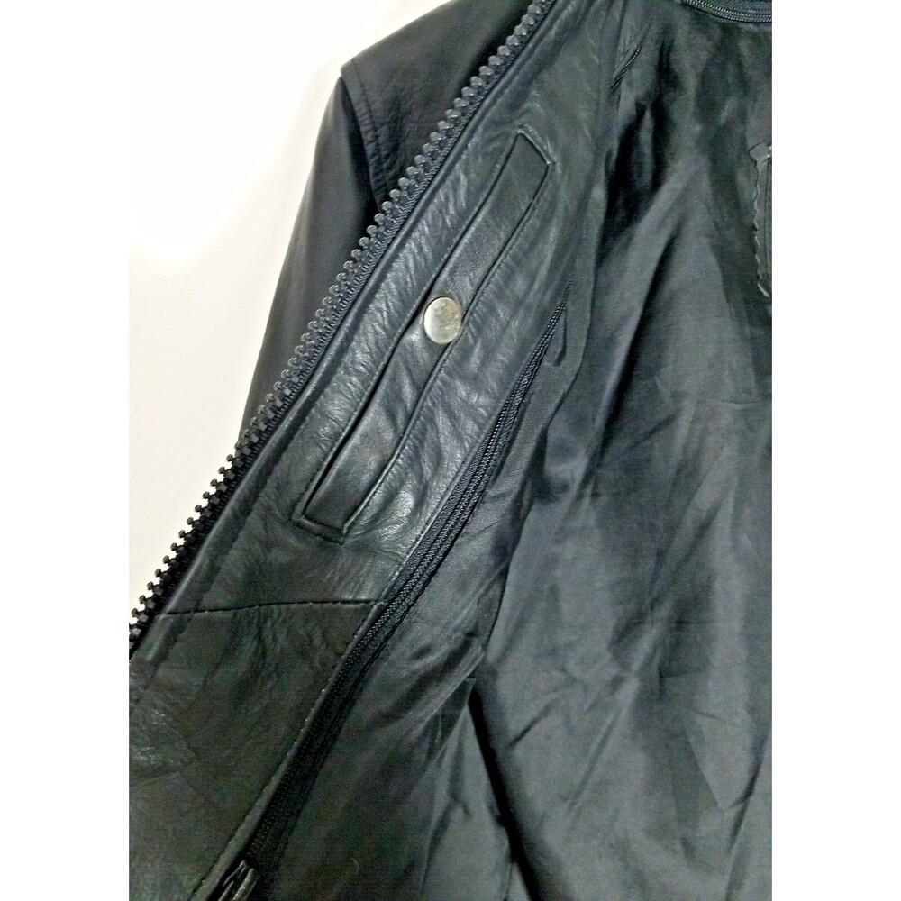 Genuine Leather LG Motorcycle Jacket Fringe Rose Inlay w/ Thinsulate 3M Liner - Picture 10 of 12